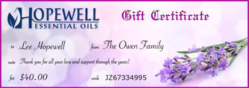 Gift Certificate Lavender Flower